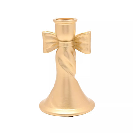 Ribbon Gold Tall Taper Candle Holder