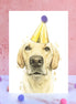 Yellow Labrador Pompom Birthday Card