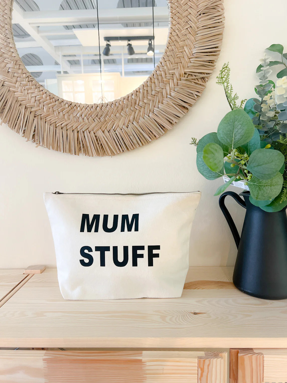 Large 'Mum Stuff' Pouch - Natural
