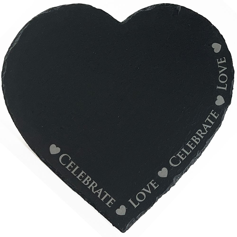 Love and Celebrate Heart Slate Serving Board Boxed