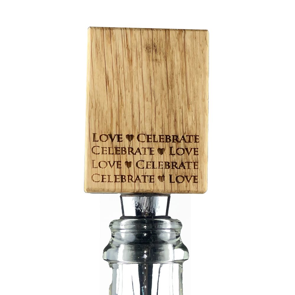Love and Celebrate Oak Bottle Stopper