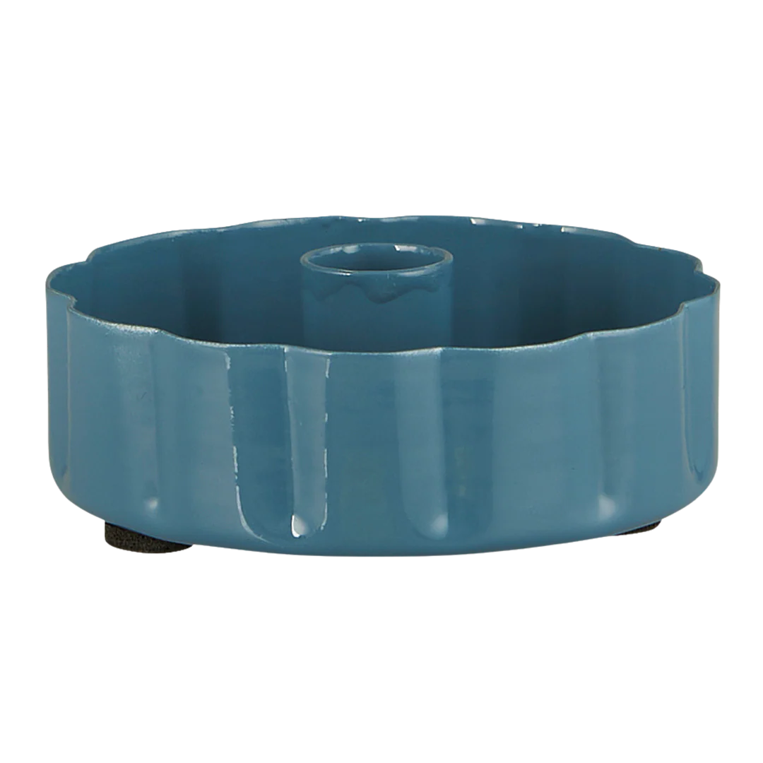 Wavy Edge Candle holder in Cornflower