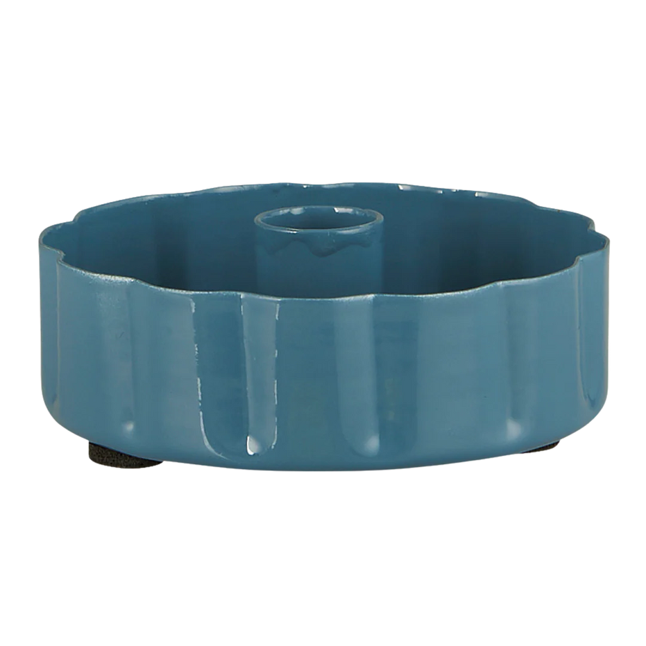 Wavy Edge Candle holder in Cornflower