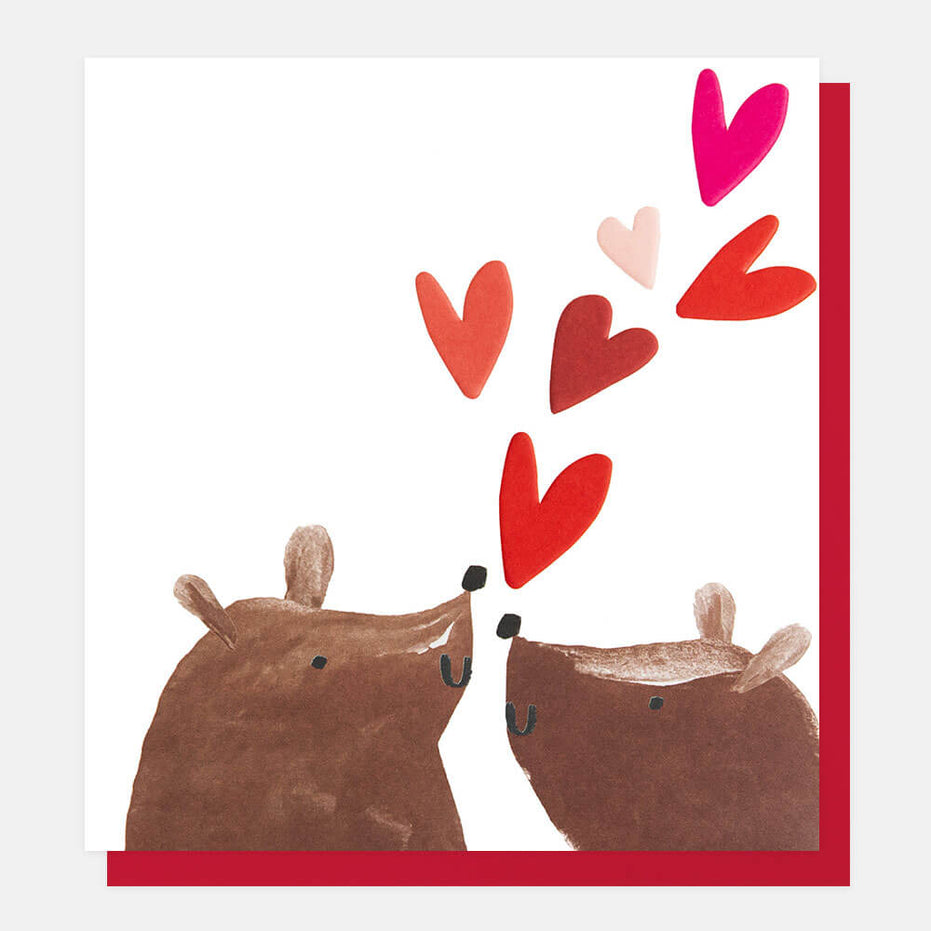 Two Bears with Love Hearts Valentines Day Card