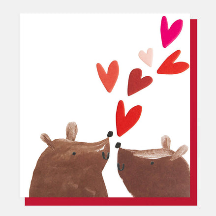 Two Bears with Love Hearts Valentines Day Card