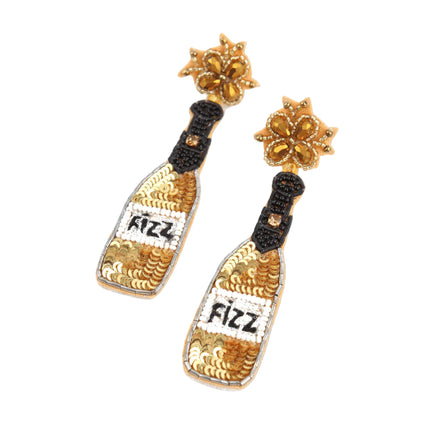 Gold Fizz Bottle Earrings