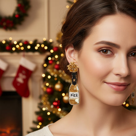 Gold Fizz Bottle Earrings