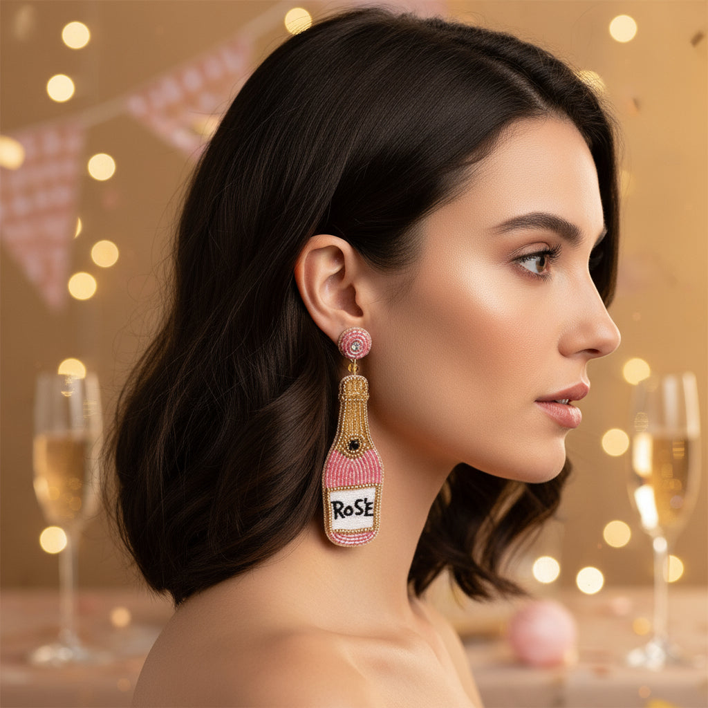 Pink Rose Earrings