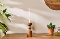 Sibu Acacia Wood Candlestick Holder - Small