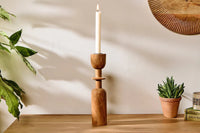 Sibu Acacia Wood Candlestick Holder - Large