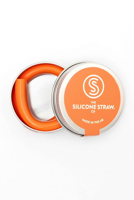 Orange Reusable Straw in Travel Tin