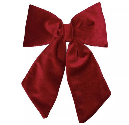 Velvet Bow Decoration - Red
