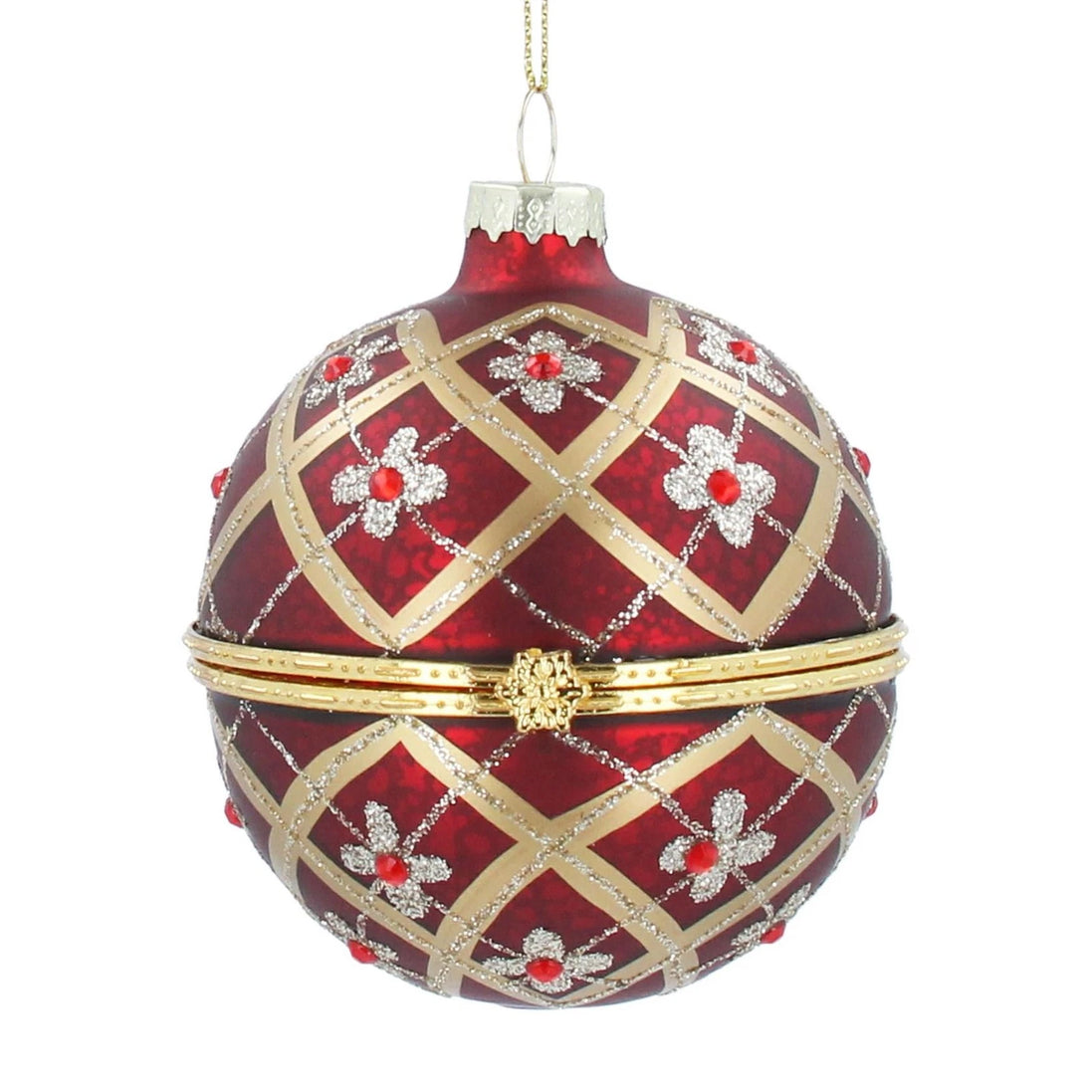 Red/Gold Floral Trellis Ball Container