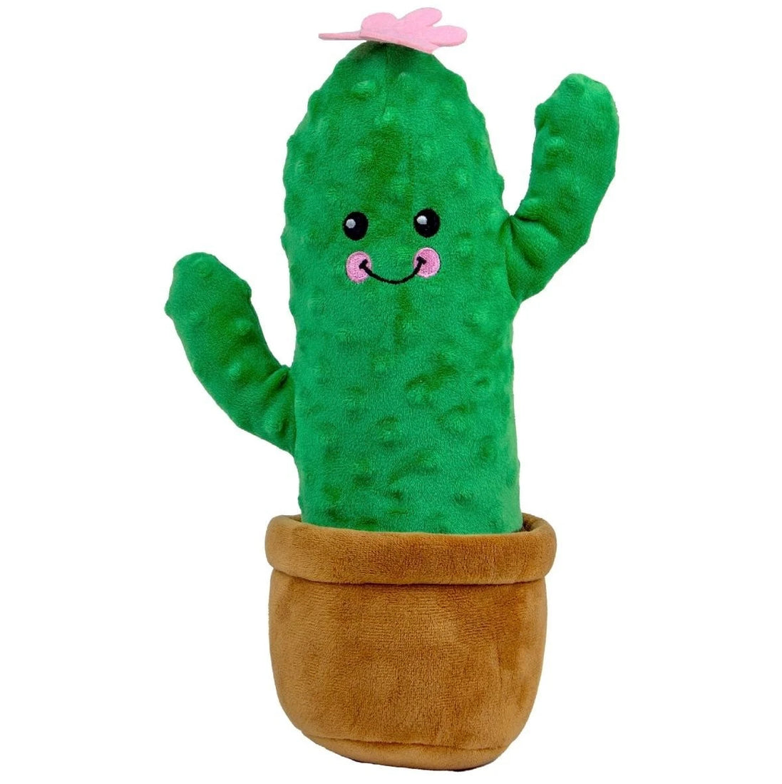 Green Cuddly Cactus Flower Soft Plush Plant Squeaky Dog Toy