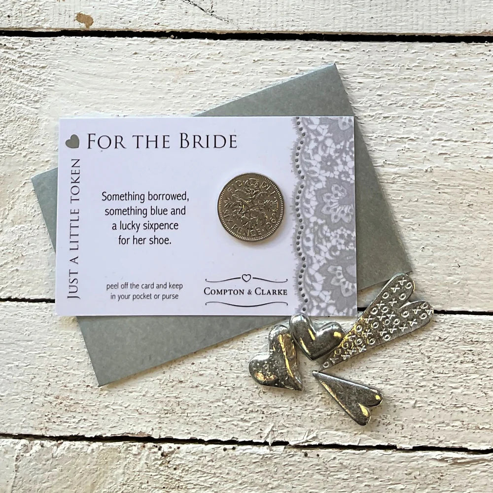 Carded Charm - Lucky Sixpence for the Bride