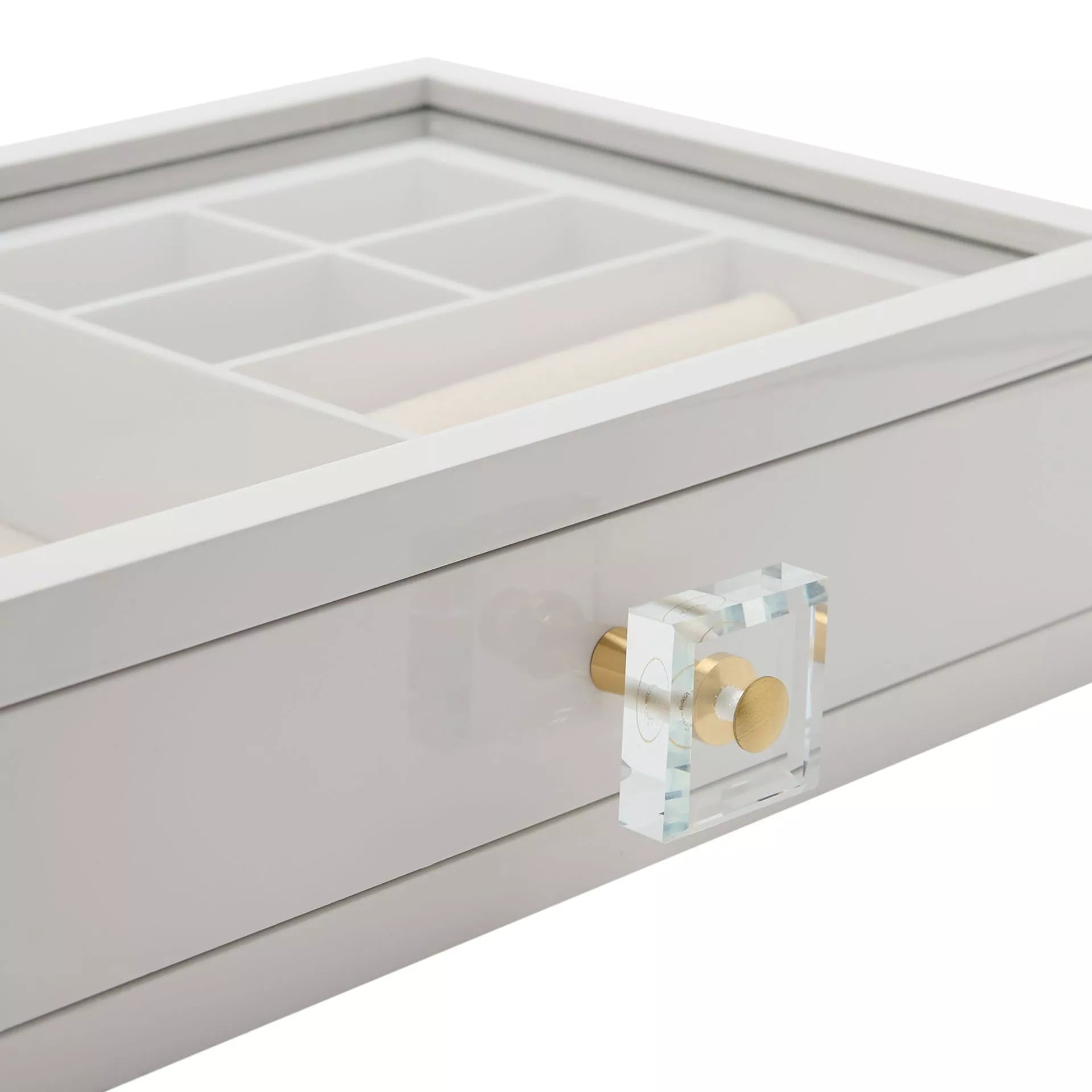 White Wooden Jewellery Box With Compartments and 1 Drawer