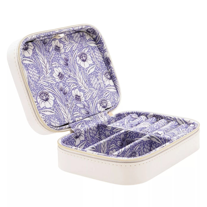 White &amp; Blue Floral Jewellery Box