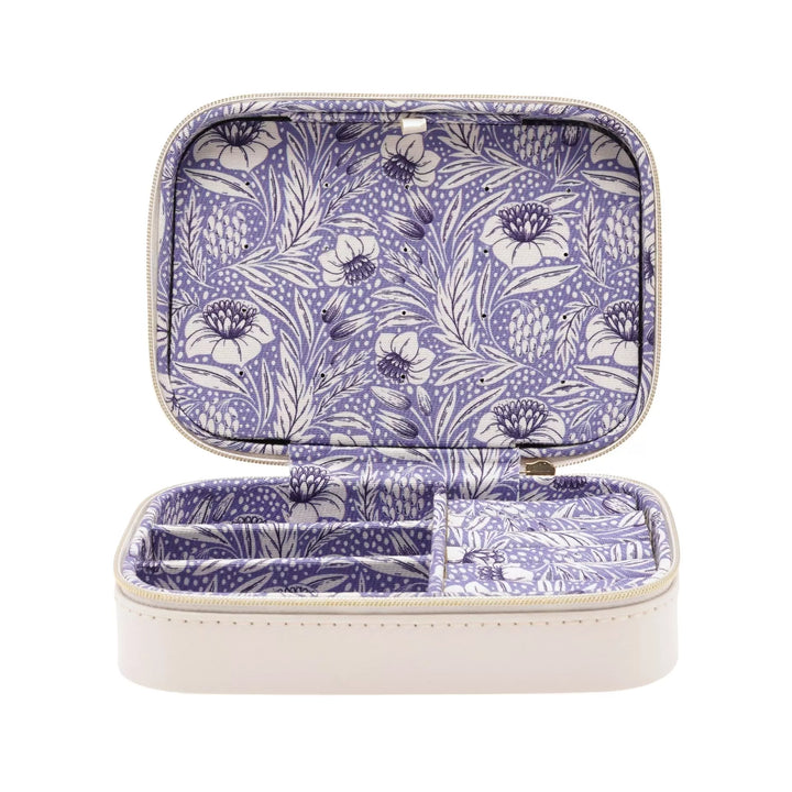 White &amp; Blue Floral Jewellery Box