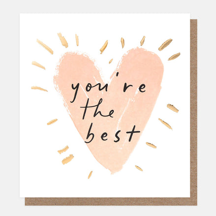 Youre The Best Pink Heart In Gold Burst Card