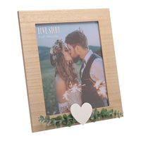 Love Story Rustic Frame with Heart & Leaves