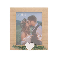 Love Story Rustic Frame with Heart & Leaves