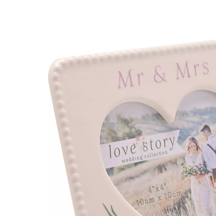 Love Story Ceramic Photo Frame 4" x 4" - Mr &amp; Mrs