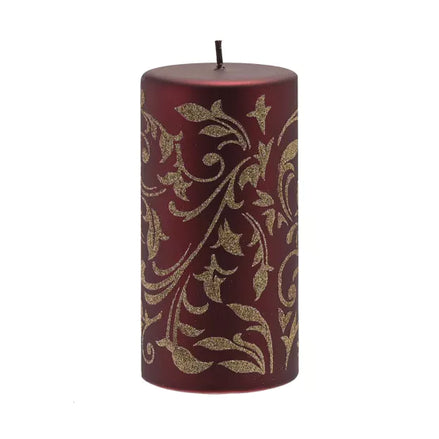 Large Gold Glitter Pillar Candle