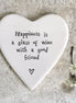 Porcelain coaster-Happiness glass wine