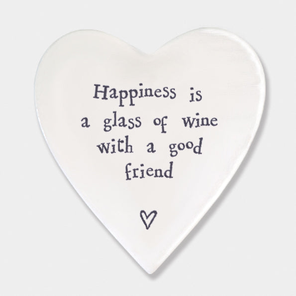 Porcelain coaster-Happiness glass wine