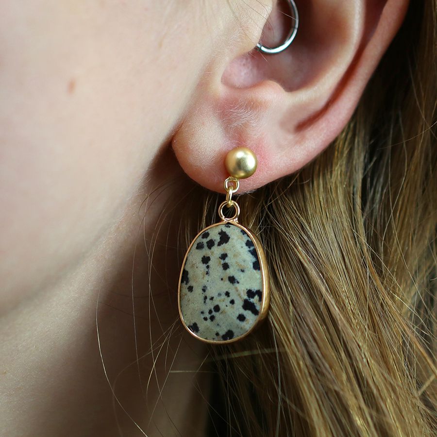 Faceted Dalmatian Jasper Earrings