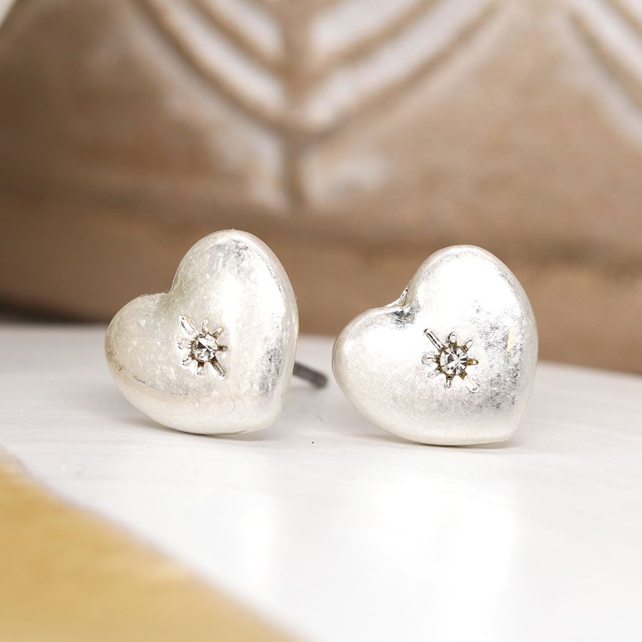Silver Plated Small Heart Shaped Stud Earrings