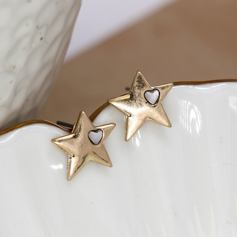 Worn Gold Star Earrings