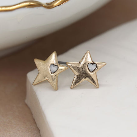 Worn Gold Star Earrings