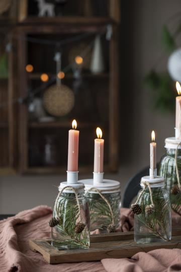 Candle Holder - Metal White Lid