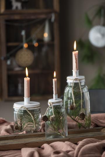 Candle Holder - Metal White Lid