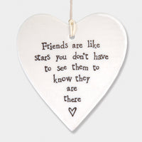 Porcelain round heart - Friends are like stars