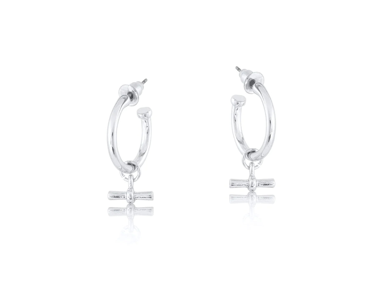 Octavia Tbar Tiny Silver Hoop Earrings