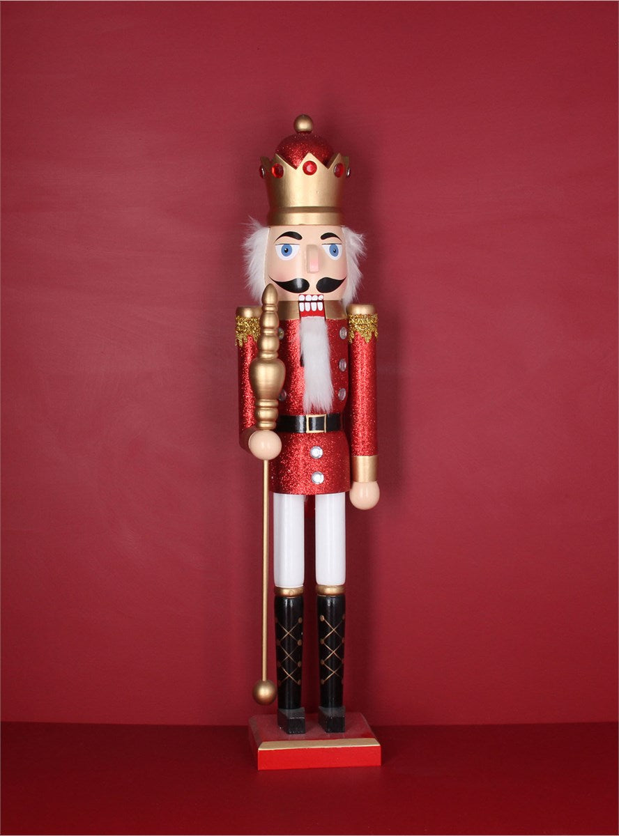 Red, White and Gold Wood Nutcracker Ornament