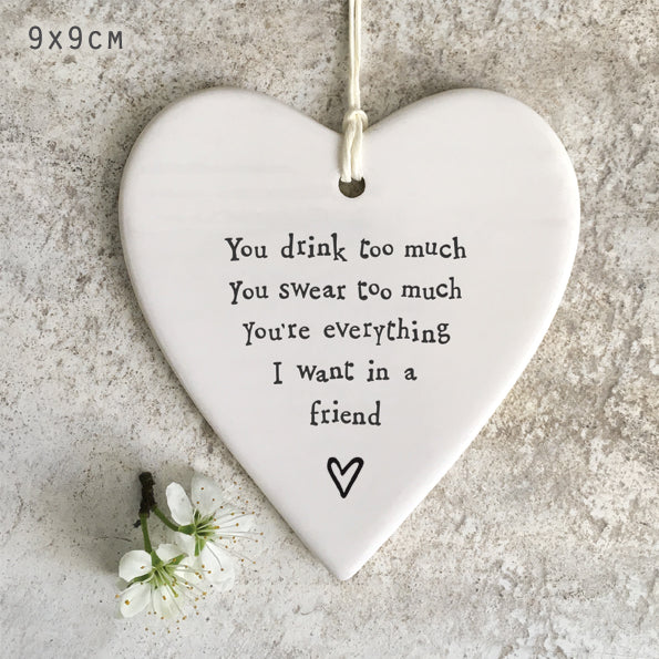 Porcelain round heart-You drink too much