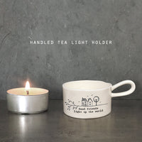 Handled Tea Light Candle Holder - Good Friends