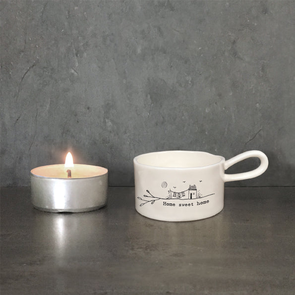 Handled Tea Light Holder - Home Sweet Home