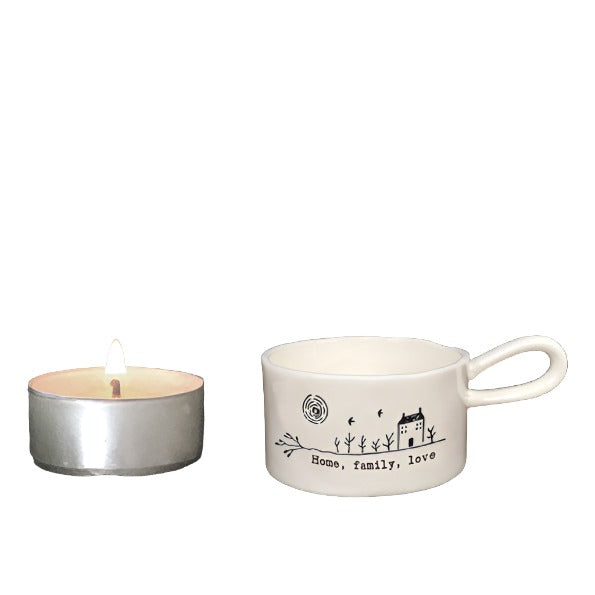 Handled Tea Light Holder - Home, Family, Love