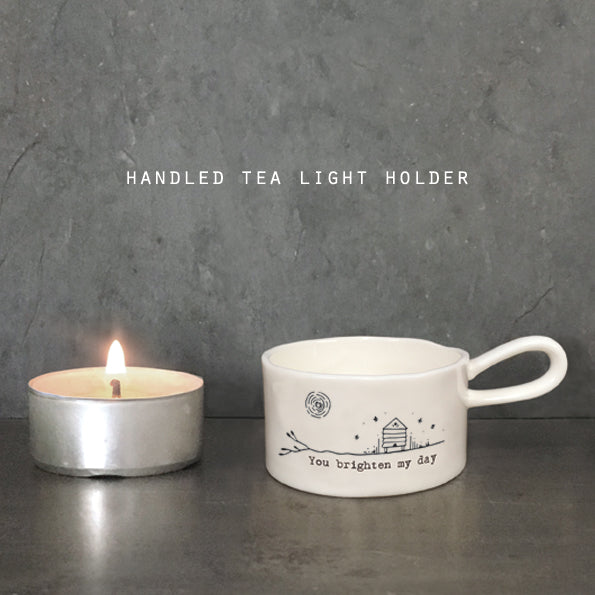 Handled Tea Light Candle Holder - Brighten My Day