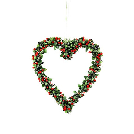 Hanging Red/Green Berrybud Heart