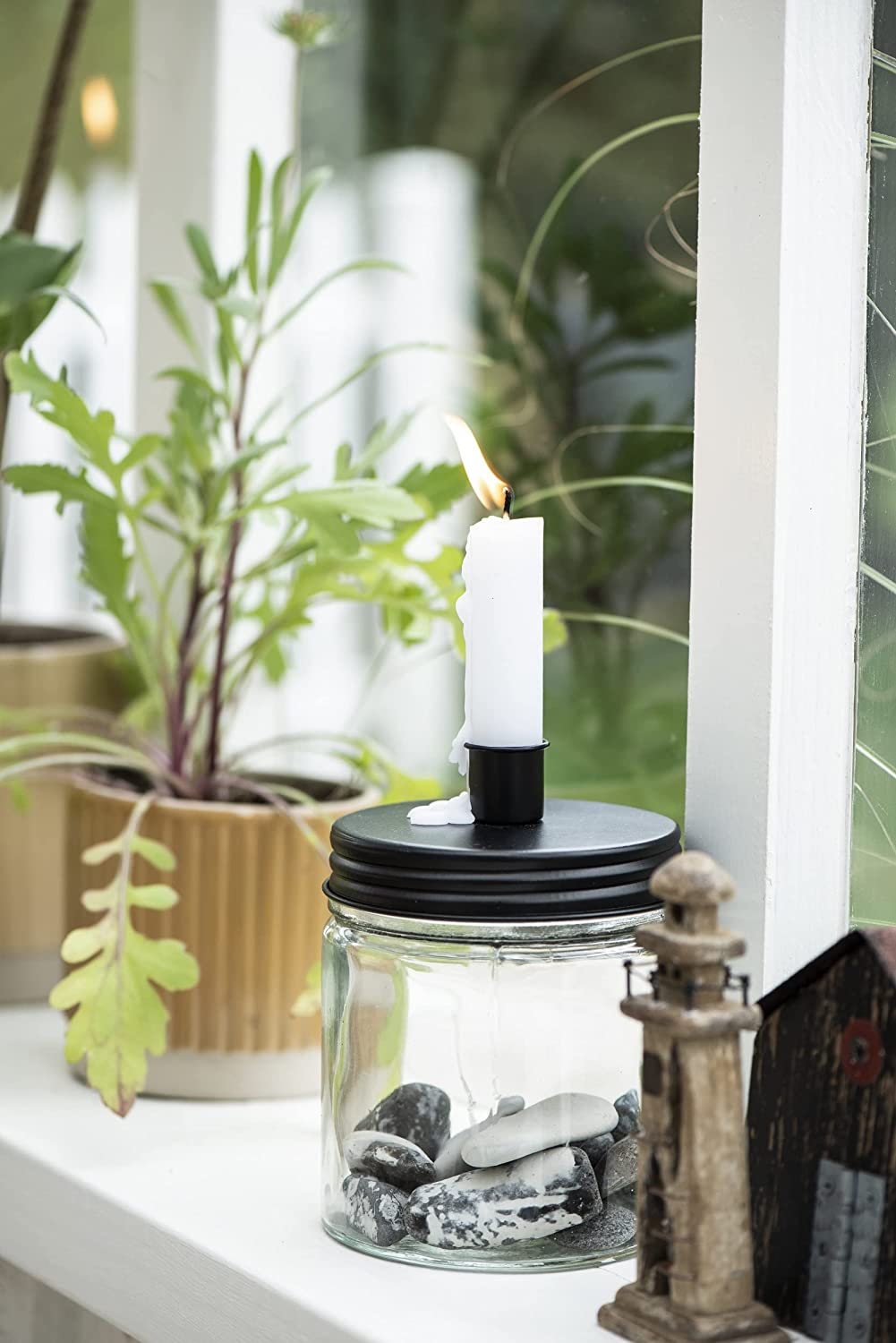 Candle Holder - Metal Black Lid