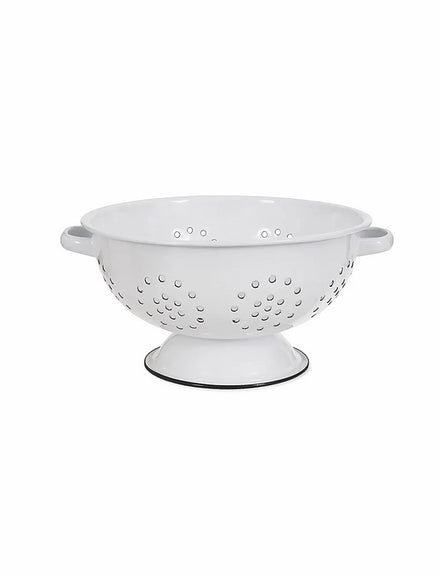 Enamel Colander - White