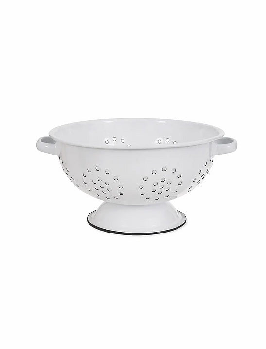 Enamel Colander - White
