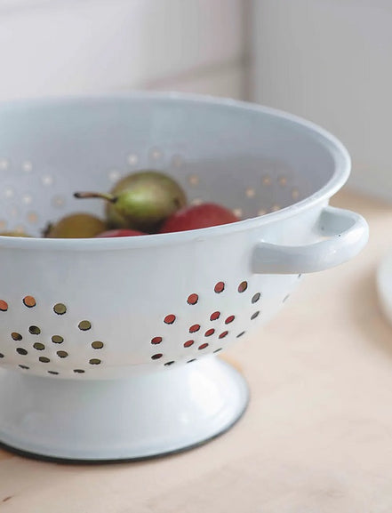 Enamel Colander - White