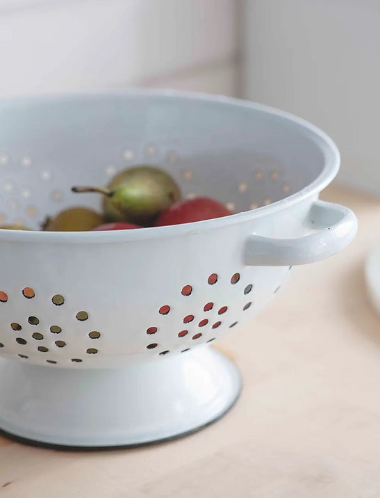 Enamel Colander - White