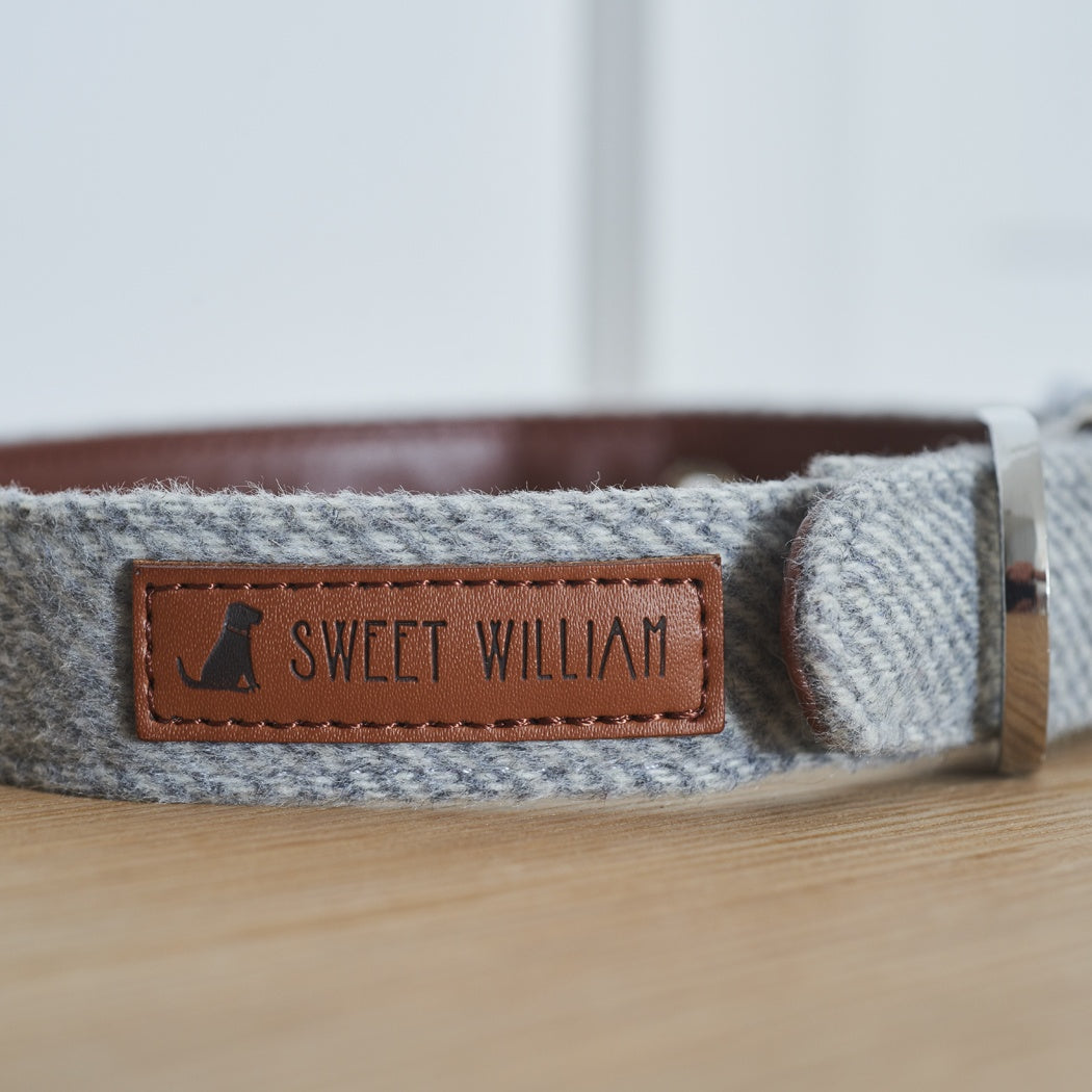Tweed Dog Collar Grey Large
